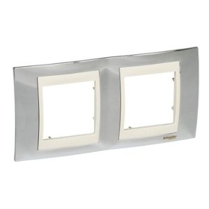 SE Unica Plus  dekorativni ram  dvostruki  H71  svetlo hrom/krem