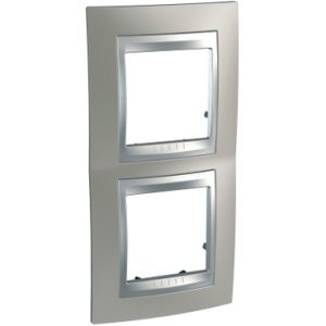 SE Unica Top  dekorativni ram  dvostruki  mat nikl/aluminijum