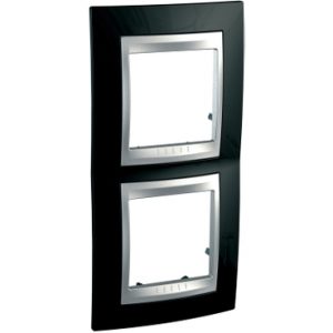 SE Unica Top  dekorativni ram  dvostruki  rodijum crna/aluminijum