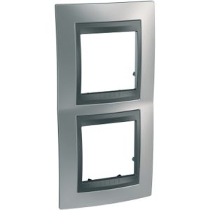 SE Unica Top  dekorativni ram  dvostruki  vertikalni  sjajno hrom/grafit