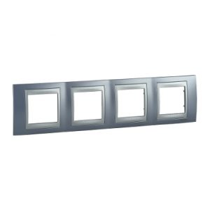 SE Unica Top  dekorativni ram  četvorostruki  H71  beryl plava/aluminijum