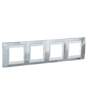 SE Unica Plus  dekorativni ram  četvorostruki  H71  svetlo hrom/beli