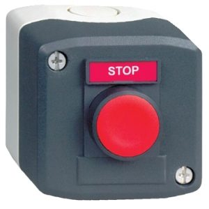 SE Tamnosiva upr. kutija  1 crveni udubljeni taster Ø22 sa povratkom 1NO "Stop"