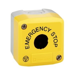 SE Žuto prazno kućište  siva osnova -1 otvor  nužno isključenje/logo ISO13850