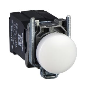 SE Bela kompletna signalna lampica Ø22 ravna sočiva sa BA9s sijalicom 110...120V