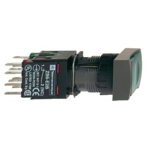 SE Zeleni pravoug. udubljeni komp.svetleći taster Ø16 sa povratkom 1NO+1NC 12...24V