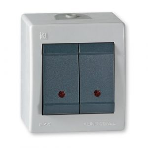 POWER Sklopka serijska  sa indikacijom10A 250V~ IP44  sivo /antracit