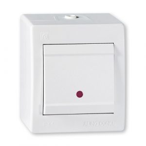 POWER Sklopka ukrsna  sa indikacijom 10A 250V~ IP44  bela