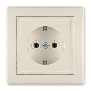 PRESTIGE Priključnica dvopolna  sa porcelanskim telom  krem