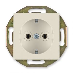 PRESTIGE Mehanizam priključnice dvopolne  sa porc. telom  krem blok