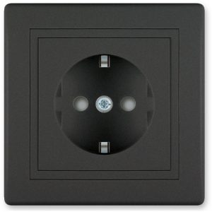 PRESTIGE Priključnica dvopolna  sa zaštitom kontakta crna soft