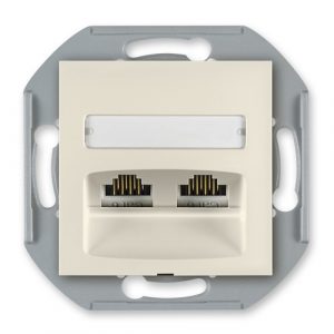 PRESTIGE Mehanizam telef. priklj.  2xRJ12 6/6 Cat 3  krem blok