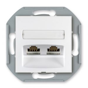 PRESTIGE Mehanizam komunik. priklj.  2xRJ45 Cat 5e FTP  beli blok