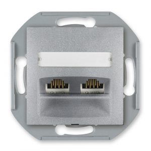 PRESTIGE Mehanizam komunik. priklj.  2xRJ45 Cat 6 UTP  metalik srebrni blok