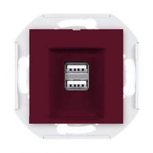 PRESTIGE Mehanizam USB punjača  2xUSB 2.1A 5V=  bordo