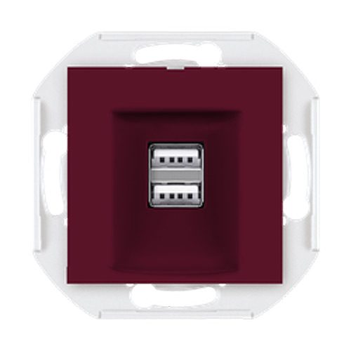 PRESTIGE Mehanizam USB punjača 2xUSB 2.1A 5V= bordo