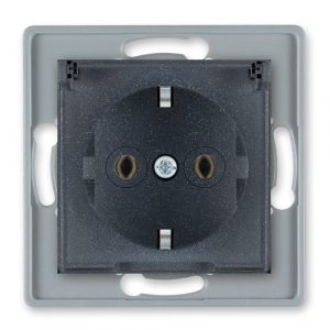 PRESTIGE Mehanizam priključnice dvopolne  sa plastičnim telom i poklopcem  grafit blok