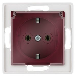 PRESTIGE Mehanizam priključnice dvopolne  sa plastičnim telom i poklopcem  bordo blok