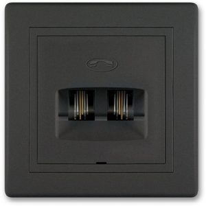 PRESTIGE Priključnica telefonska  2xRJ12 6/4 crna soft