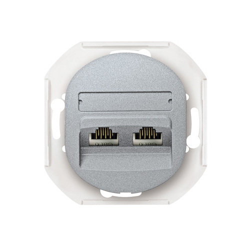 EON Priključnica telefonska bez maske 2xRJ12 6/6 Cat 3 silver