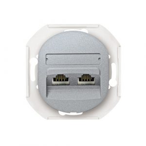 EON Priključnica komunikacijska bez maske  2xRJ45 Cat 5e UTP  silver