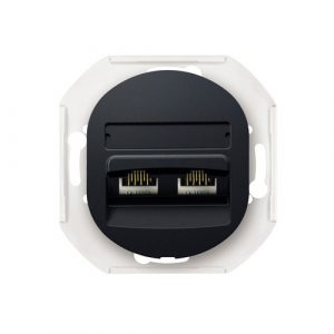 EON Priključnica komunikacijska bez maske  2xRJ45 Cat 6 FTP  crna soft