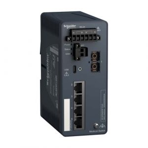 SE Modicon Managed Switch - 4 ports for copper + 1 port for fiber optic multimode