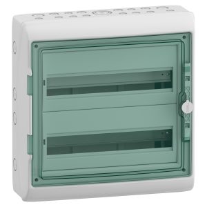 SE Enclosure for modular device, Mureva Enclosure, 2x18 modules, earth terminal block