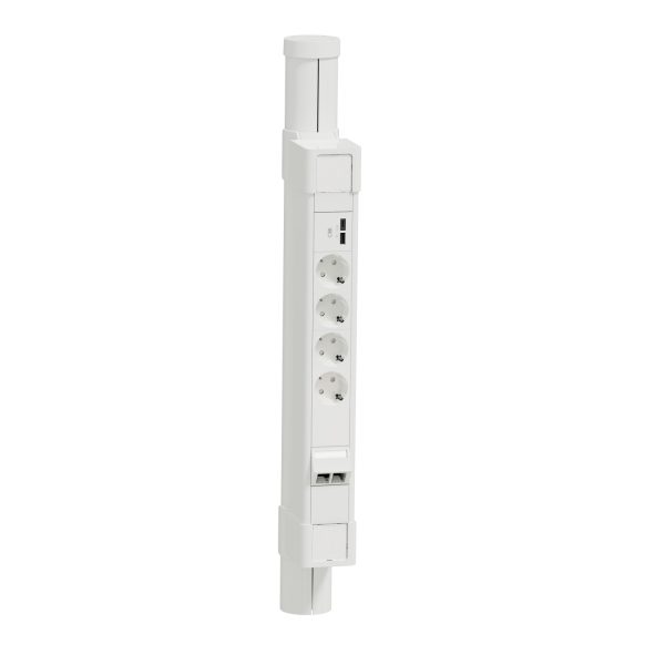 SE Unica system+, Post3S, 0.68m, 4xDE utičnica+USBA/C+2xC6UTP, bela