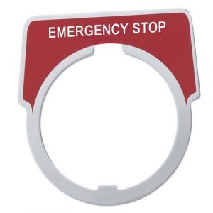 SE Legend Harmony 9001K Harmony 9001SK 30mm aluminium red with silver letters 40x43mm marking EMERGENCY STOP