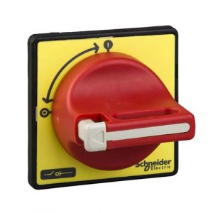 SE Handles and front platesTeSys Controlred handleyellow front1-3 padlockingfixing by Ø22.5