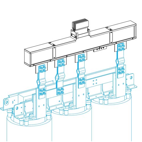SE Feed unit for dry type transformers Canalis KTC copper 1000A 3L+PE made to measure neutral N4 white RAL9001