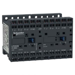 SE reversing Contactor TeSys K 3P AC-3/AC-3e440V 6A 1NC 24V DC coil spring terminals