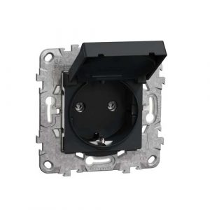 SE Socket outlet New Unica Schuko with shutter 2P+E 16A 2 modules IP44 anthracite