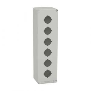 SE Empty control station Harmony XAP XB2 SL aluminium grey M32 6 cut outs 30mm with notches 80x310x77mm