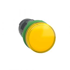 SE Monolithic pilot light Harmony XB5 grey plastic yellow 22mm universal LED plain lens 230...240V AC