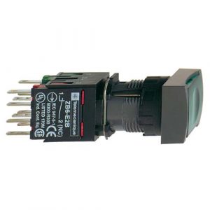 SE Complete illuminated push button Harmony XB6 green rectang flush 16mm spring return 1NO 12...24V