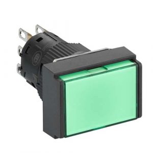 SE Illuminated monolithic push button Harmony XB6E rectangle green flush 16mm spring return 24V DC 1CO