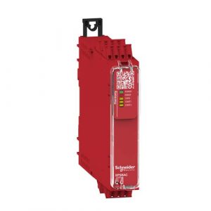SE safety module Harmony XPS estop or guard connected to supply terminals 48 to 240V AC or DC  no inputs spring