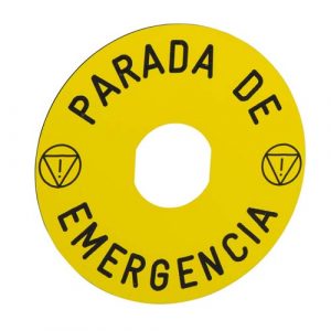 SE natpis Ø90 za taster nužnog isklj. -PARADA DE EMERGENCIA/logo ISO13850