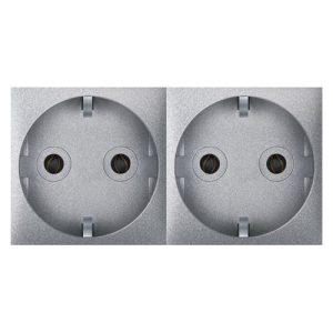 EXPERIENCE Sklop 2 priključnice dvopolne  2x2M - premošteno  silver