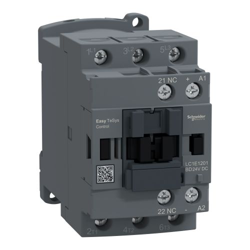 SE Kontaktor Easy TeSys Control LC1E 3P(3NO) AC-3/AC-3e <=440V 12A 24V DC kalem 1NC pomoćni kontakt